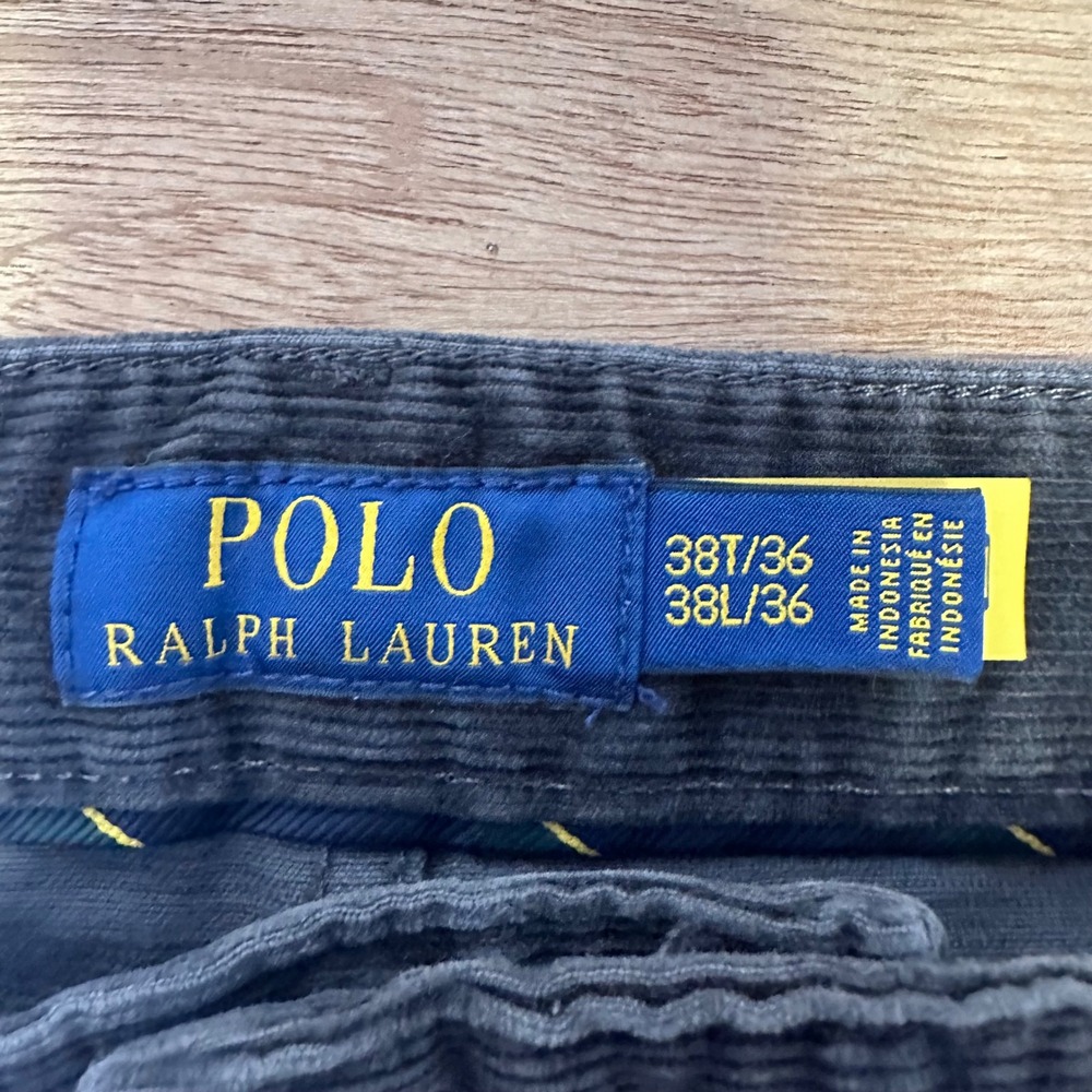 Polo Ralph Lauren Mens Corduroy Pants 38x36 Charcoal Grey Straight Leg 5-Pocket - Picture 6 of 10